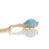 Aquamarine Cabochon Gold Pendant