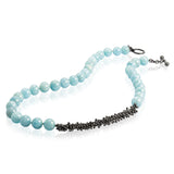 Large Aquamarine and Black Silver Necklace