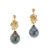 Black Pearl Gold Earrings