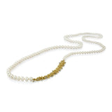 White Pearl and Grey Diamond Necklace