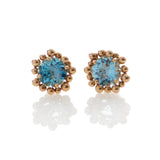 Aquamarine Gold Stud Earrings