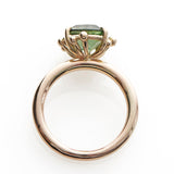 Cushion Cut Green Tourmaline Gold Ring