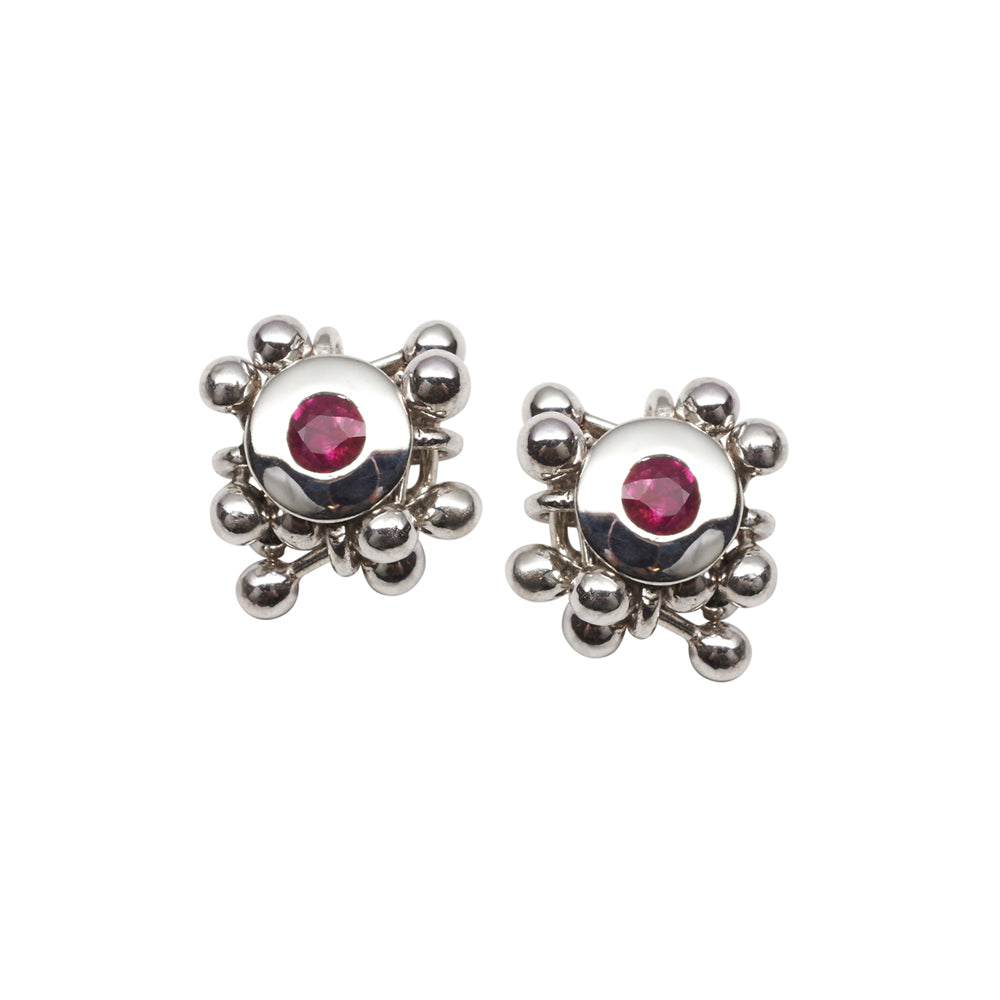 Silver Ruby Stud Earrings