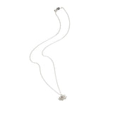 Full profile of silver cluster necklace and silver chain. Designed and handmade by Yen Jewellery