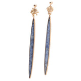 Gold Dumortierite Drop Earrings