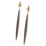 Hematite 18ct Gold Drop Earrings