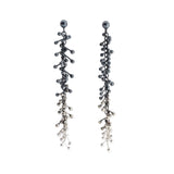 Fine Black Grey Silver Earrings