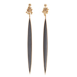 Hematite 18ct Gold Drop Earrings