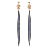 Gold Dumortierite Drop Earrings