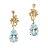Pear Aquamarine Gold Earrings