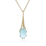 Aquamarine Cabochon Gold Pendant