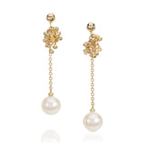 White Pearl Chain Earrings