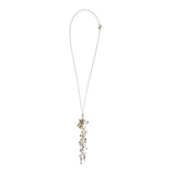 Full profile of gold and silver shower drop cluster and silver chain.