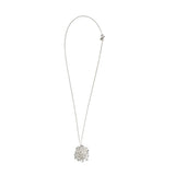 Full profile of silver cluster necklace and silver chain. Yen Jewllery