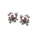 Yen Jewellery Ruby Cluster Earrings with Silver "Molecules"