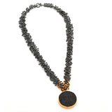 Black Silver and Gold Drusy Necklace